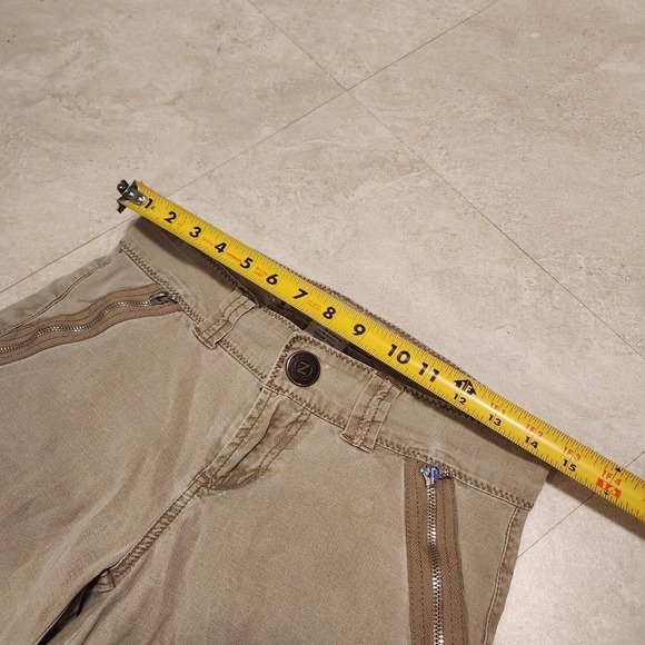VTG Z Cavaricci Womens Size 5 Utility Cargo Pants Zip Pockets Beige Streetwear - Picture 10 of 16